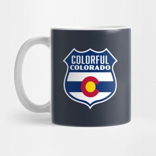 Colorful Colorado Retro Flag Shield (Blue) Mug